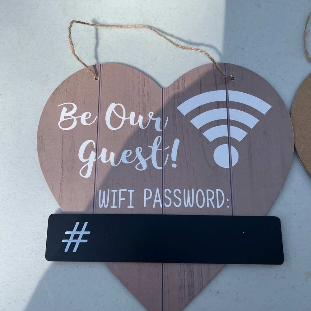 Heart-Shaped WiFi Password Sign - Brown and Black